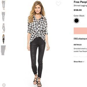 Free People vegan suede ruched/shirred leggings xs